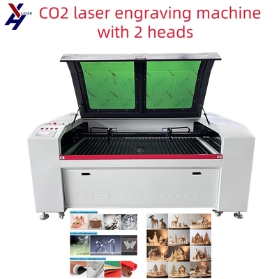 Alta precisión 2 cabezas de CO2 CNC Acrílico PVC máquina de grabado de grabado de corte láser