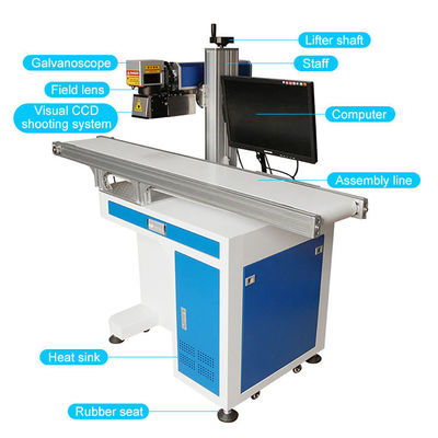 20W 30W 50W 100W Automático gabinete Fibra láser Marcado máquina de grabado con cinta transportadora